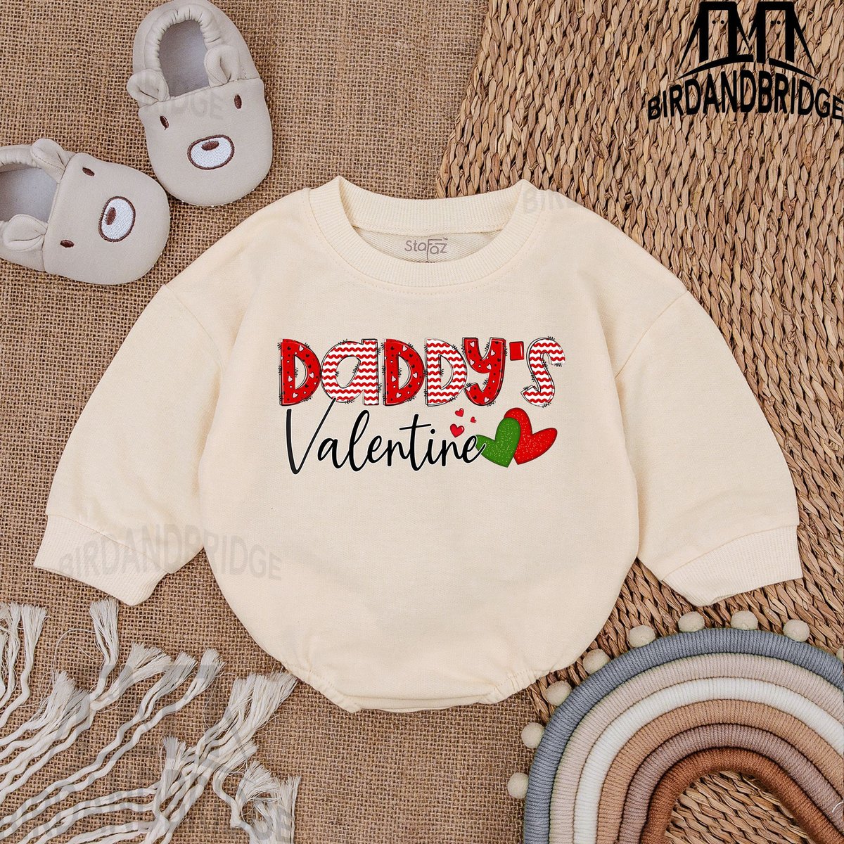 Daddy's Valentine Baby Outfit Sweatshirt Bubble Romper Daddy's Girl Clothes Valentine Baby Romper