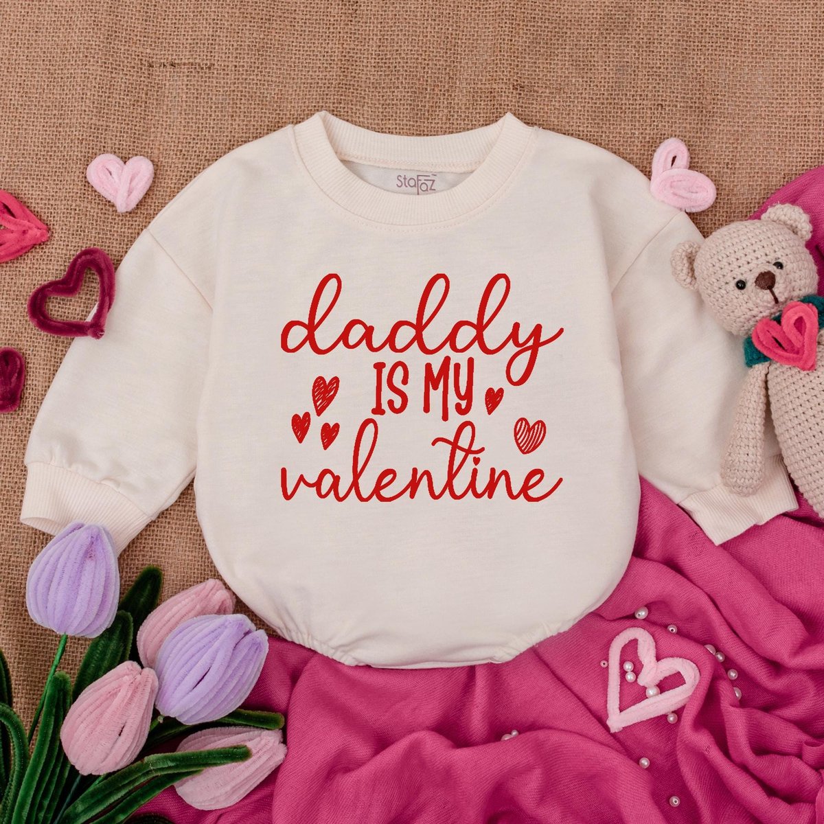 Daddy's Valentine Baby Outfit Sweatshirt Bubble Romper Baby Boy Clothes Valentine For Baby Ba 163