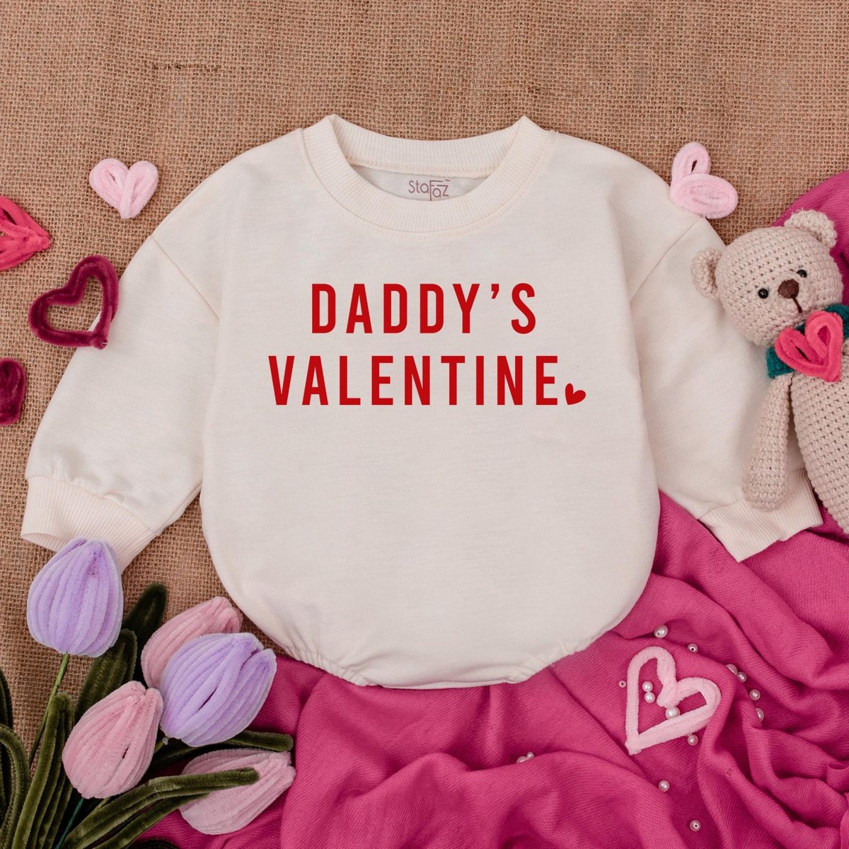 Daddy's Valentine Baby Outfit Sweatshirt Bubble Romper Baby Boy Clothes Valentine For Baby B