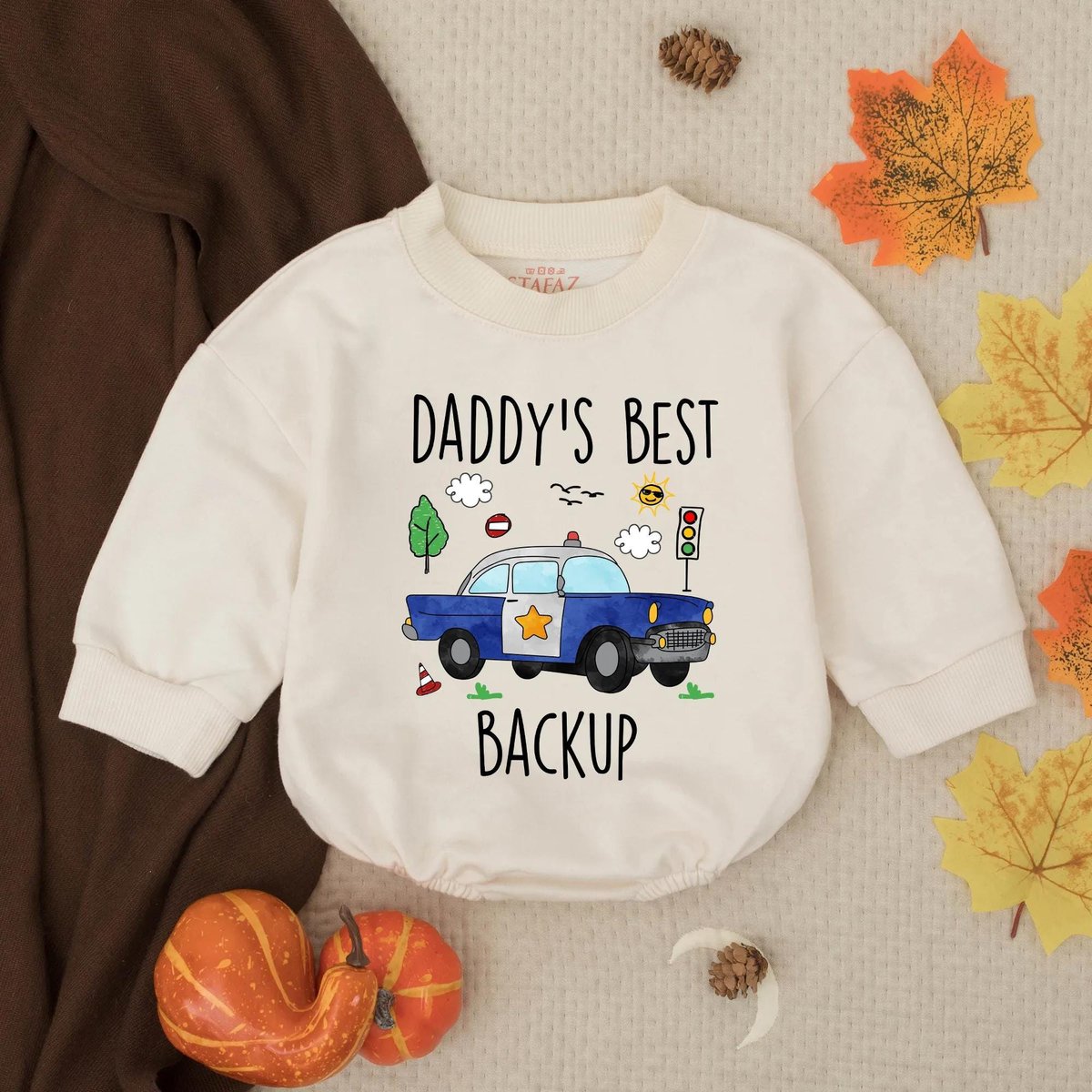 Daddys Best Backup Baby Bubble Romper Funny Baby Boy Outfit New Dad Gift Baby Shower Gift Baby Comin