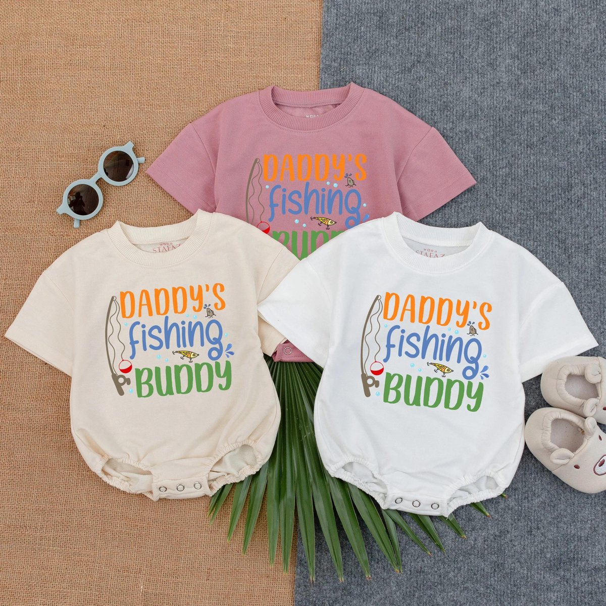 Daddys Fishing Buddy Baby Romper Short Sleeve Bubble Romper Baby Boy Girl Outfit Summer Baby Clothes 431