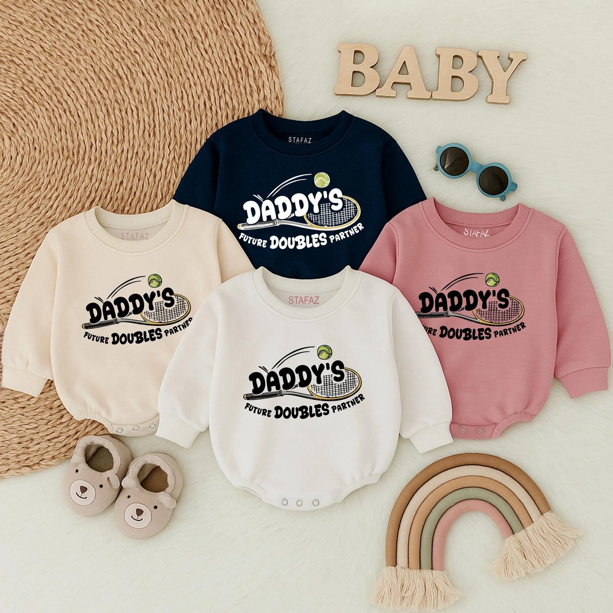 Daddys Future Doubles Partner Baby Romper Baby Tennis Outfit Matching Tennis Baby Clothes Father's 429
