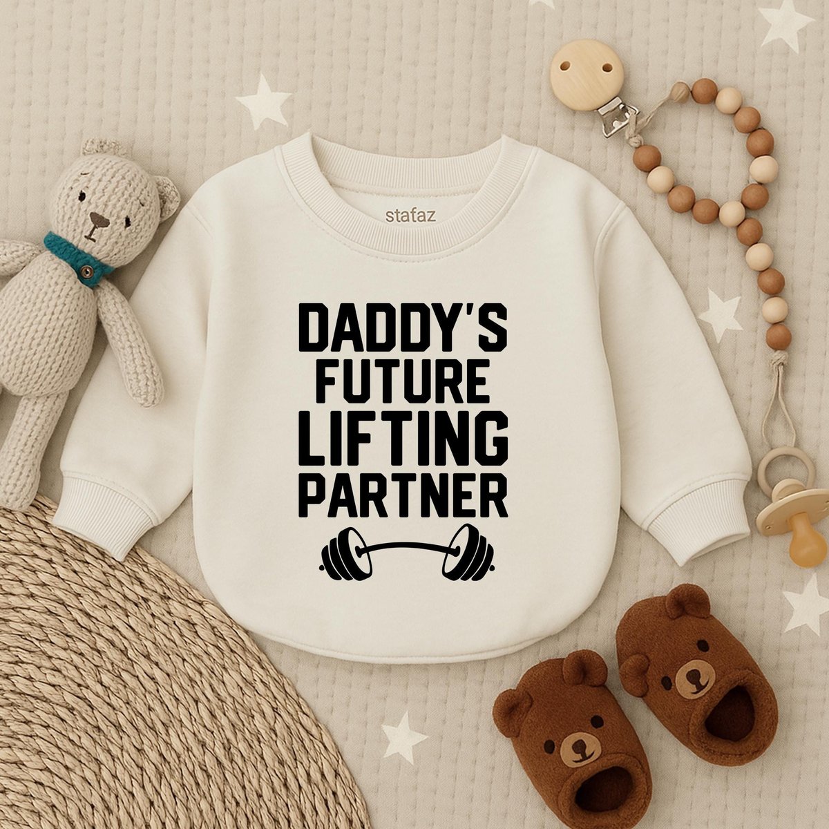 Daddys Future Lifting Partner Baby Romper Funny Gym Baby Outfit Baby Workout Romper Fathers Day Baby