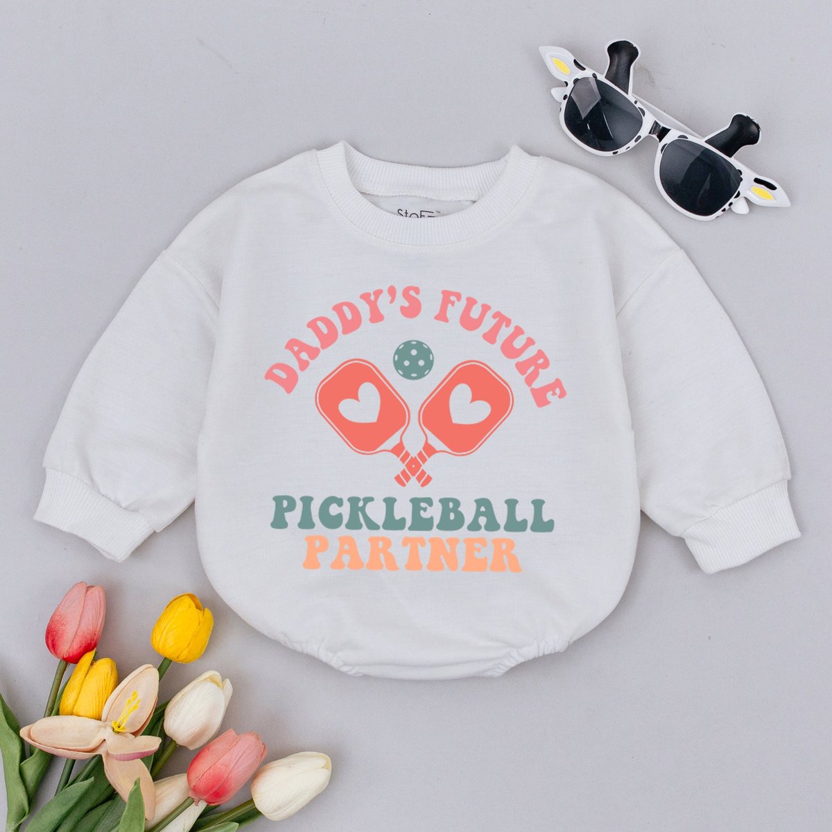 Daddys Future Pickleball Partner Baby Romper Pickleball Baby Clothes Daddy's Partner Pickleball Sea 174