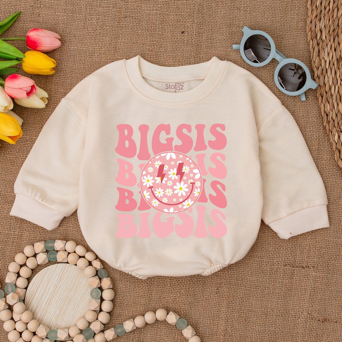 Daisy Big Sister Baby Romper Smile Face Big Sis Bodysuit Big Sister Bubble Romper Baby Clothes Pregn 171