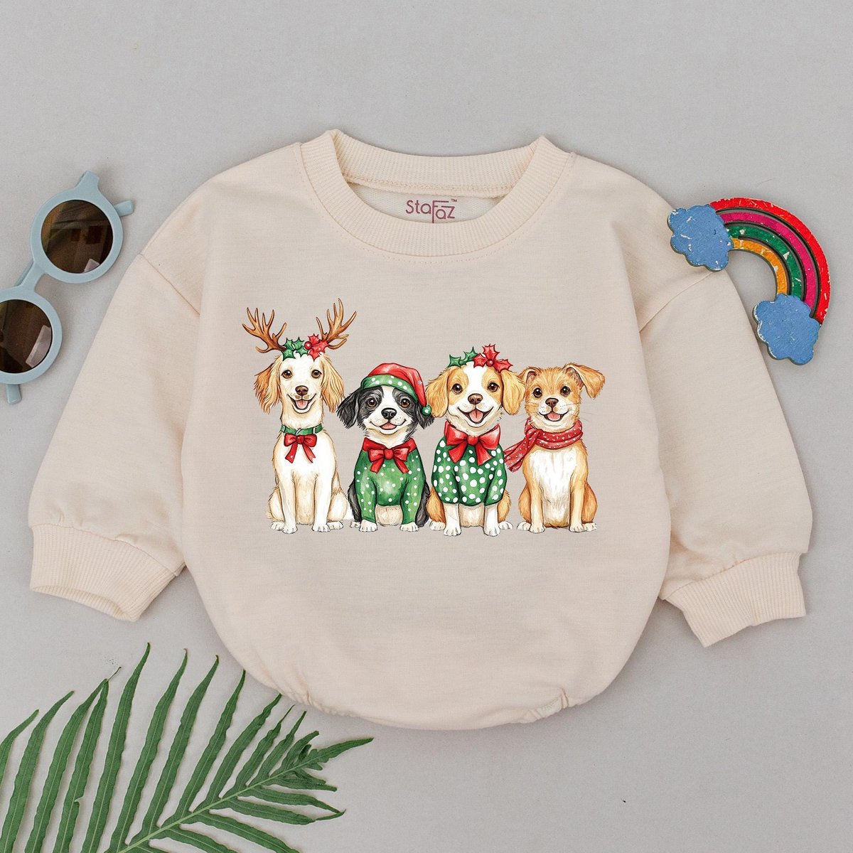 Dogs Christmas Romper 1st Christmas Baby Romper Baby Shower Gift Christmas Outfit Newborn for Girls