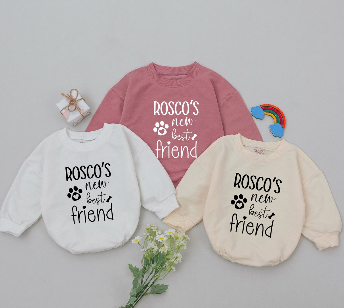 Dogs New Best Friend Baby Romper Protected By Dog Romper Personalized Name Outfits Baby Shower Gift