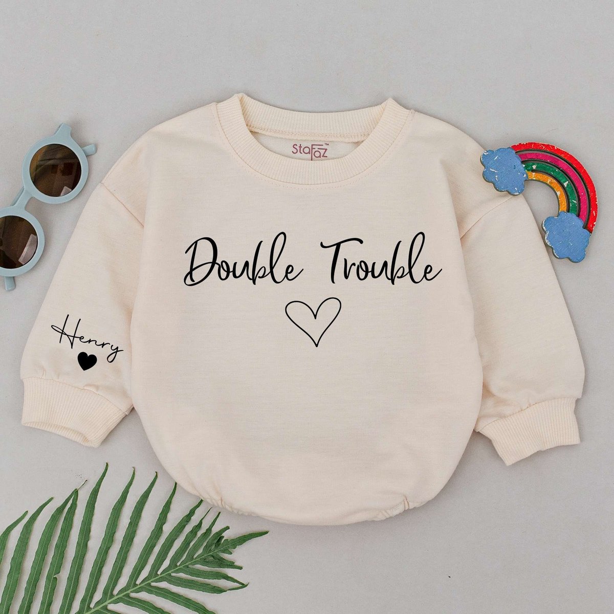 Double Trouble Baby Romper Best Friends Twin Romper Besties Bodysuit BFF Soulmate Baby Clothes Womb