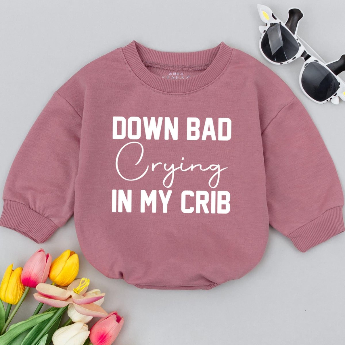 Down Bad Crying In My Crib Baby Romper New Baby Gift Funny Baby Bodysuit Pregnancy Reveal Newborn Ba 180