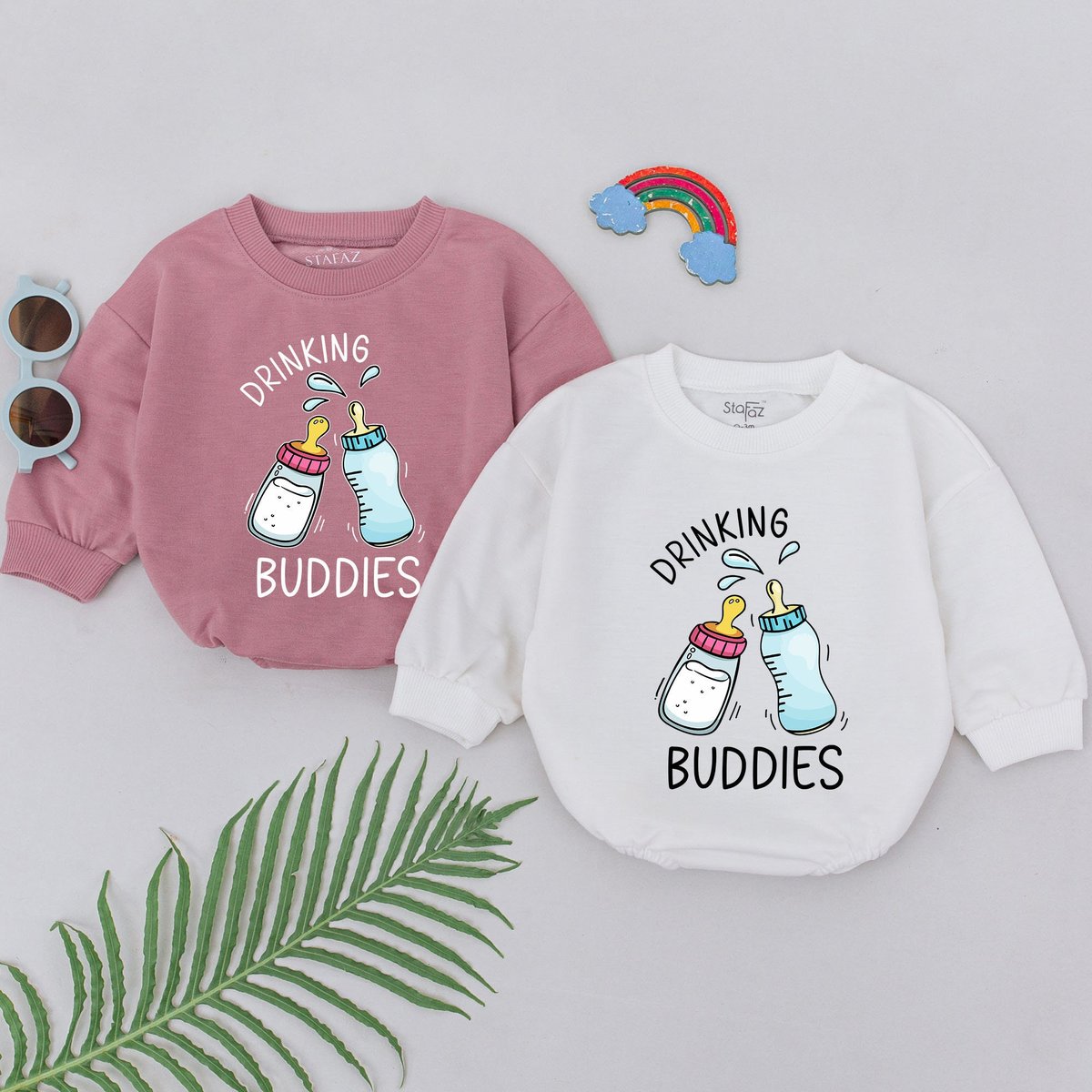 Drinking Buddies Baby Romper Best Friends Romper Besties Bodysuit BFF Soulmate Clothes Baby Boys Gir
