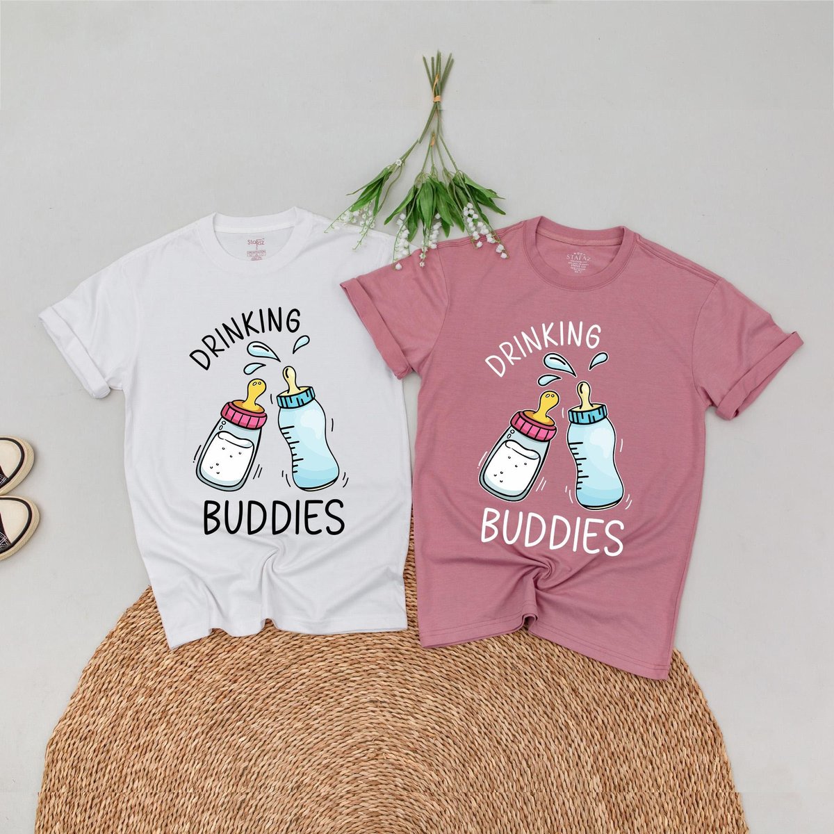 Drinking Buddies Family T-Shirt Best Friends Shirts Besties Outfits BFF Soulmate Couple Matching Mat