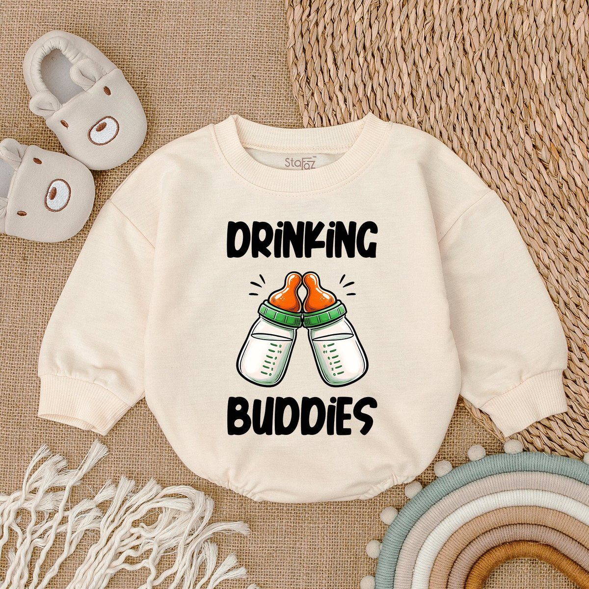 Drinking Buddies Romper Baby Shower Gift for Twins Romper for Baby Girl Baby Girl Outfit Gift For B