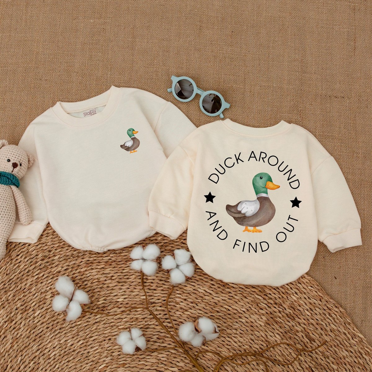 Duck Around and Find Out Romper Duckling Baby Bodysuit Funny Baby Outfit Bubble Romper Infant Baby C 170