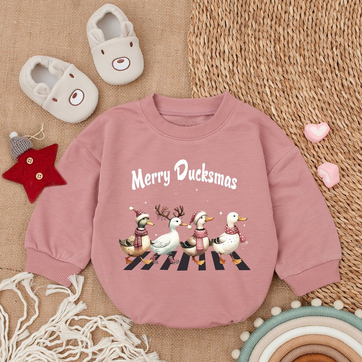 Duck Bubble Romper Funny Animals Christmas Sweatshirt Farm Lover Gift Baby Christmas Gift Baby Bodys