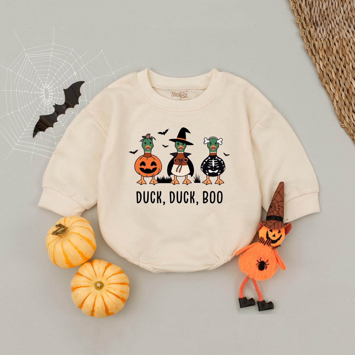 Duck Duck Boo Halloween Baby Romper Pumpkin Goose Bubble Duck Halloween Ghost Outfits Fall Baby Outf