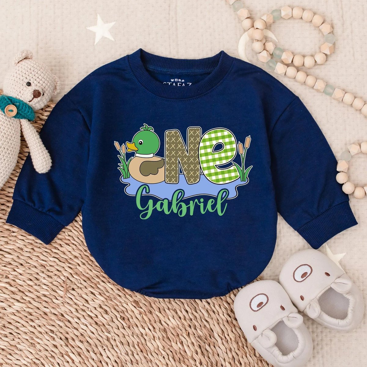 Duck First Birthday Bubble Romper Custom Design Cute Comfortable Baby Outfit First Birthday Gift for