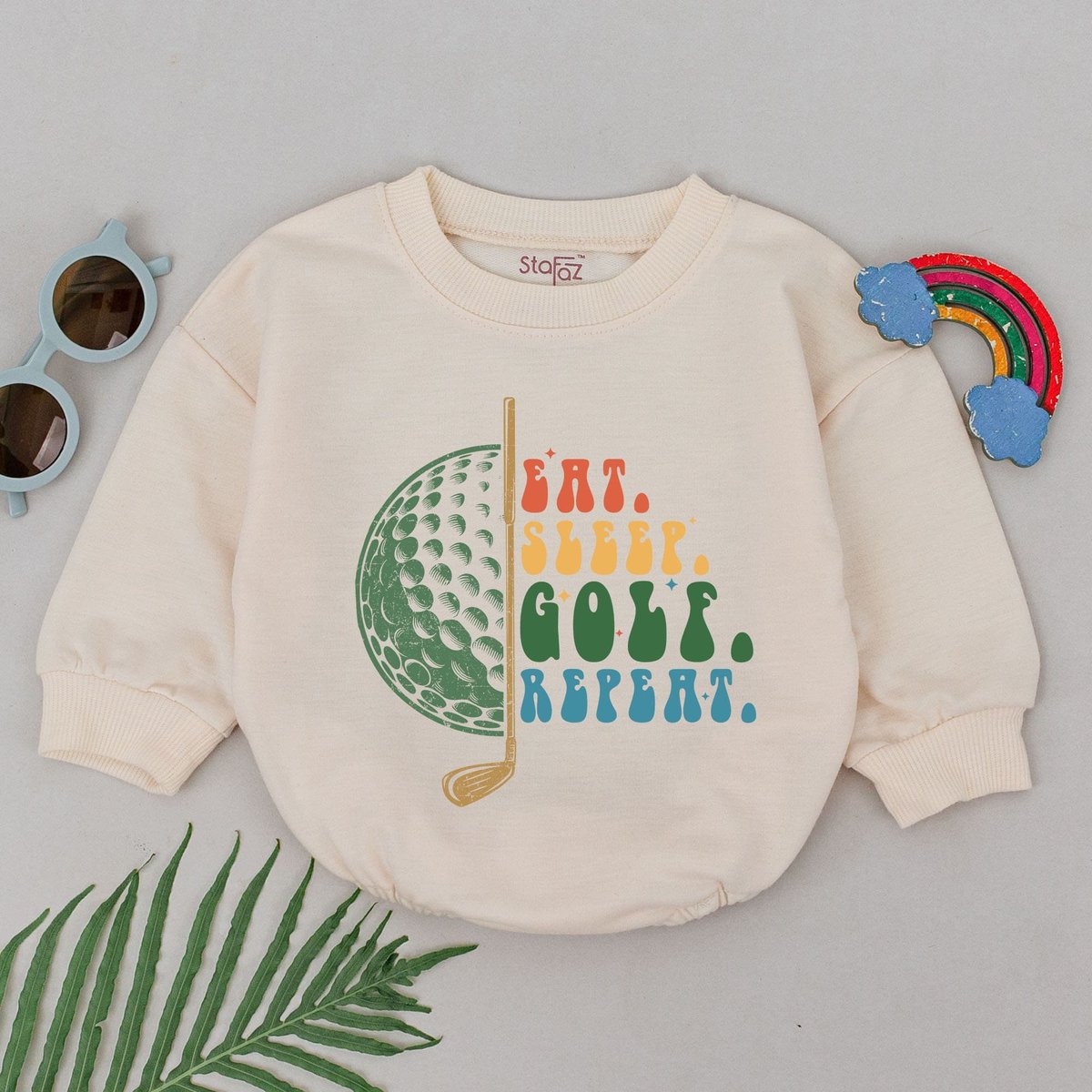Eat Sleep Golf Repeat Romper Retro Future Golfer Buddy Bodysuit Baby Announcement Golf Lover Outfit