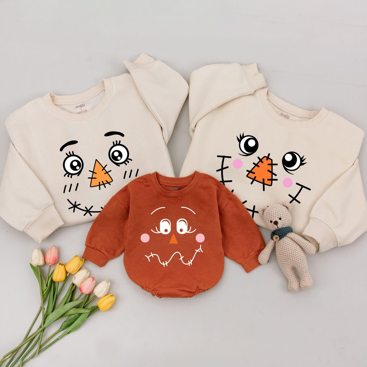 Fall family matching scarecrow Sweatshirts Matching Family Outfits fall autumn harvest Thanksgiving 177