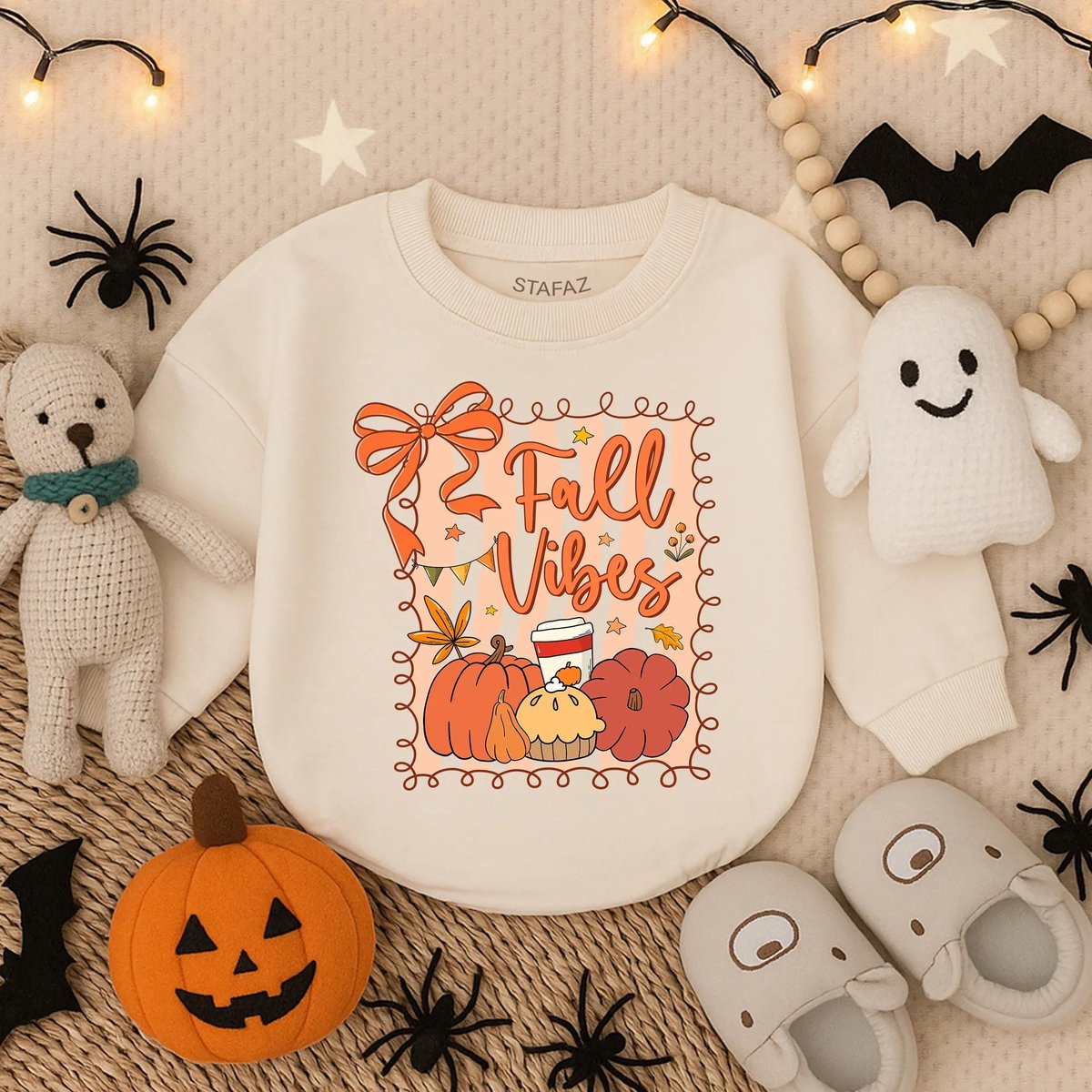 Fall Vibes Baby Bubble Romper Autumn Pumpkin Long Sleeve Outfit Baby Girl Fall Clothes Thanksgiving