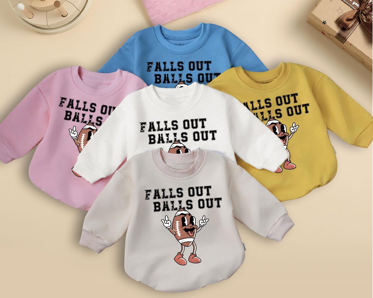 Falls Out Balls Out Baby Romper Game Day Outfit Football Baby Clothes Tis The Season Hoodie Football 436