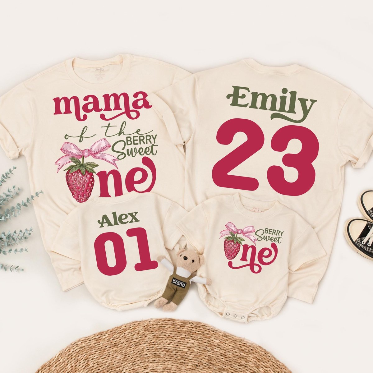 Family Berry First Birthday Shirt Matching Strawberry T shirt Mama Papa Daddy Mommy Strawberry Theme 183