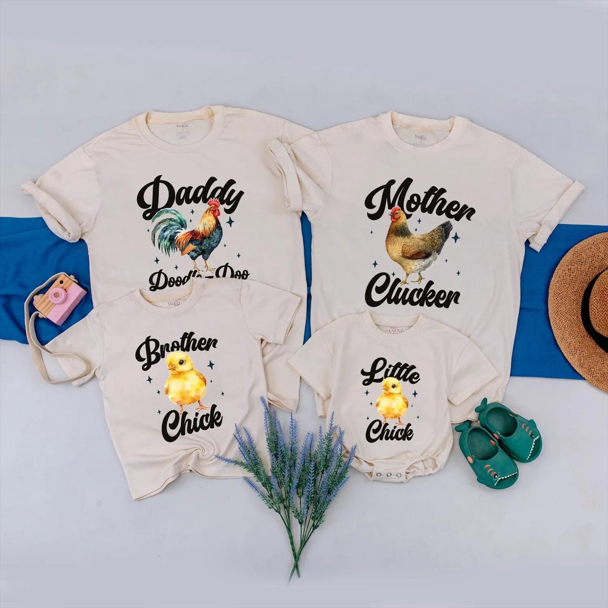 Family Chicken Shirts Matching Barnyard Farm Birthday Tees Little Chick Baby Bodysuit Mother Clucker 431