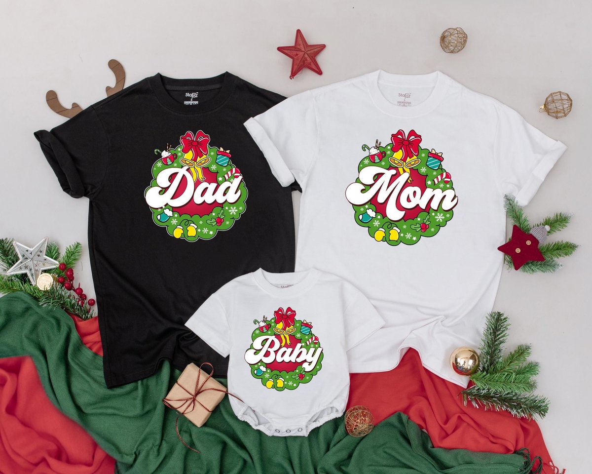 Family Christmas Shirts First Christmas Outfit Christmas Group Baby Announcement Retro Christmas Tre 181