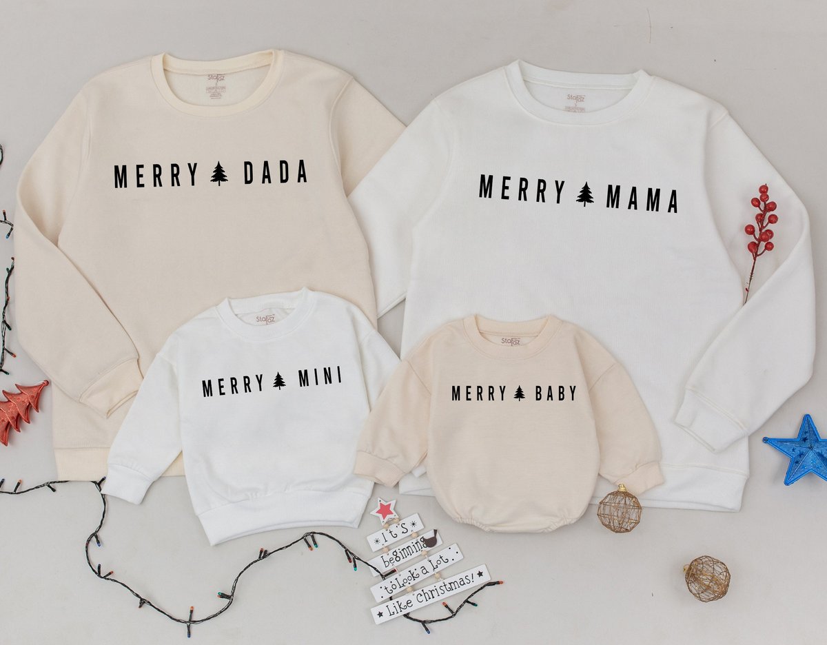 Family Christmas Sweatshirt Mommy and Me Christmas Sweaters Matching Christmas Shirts Merry Christma 178