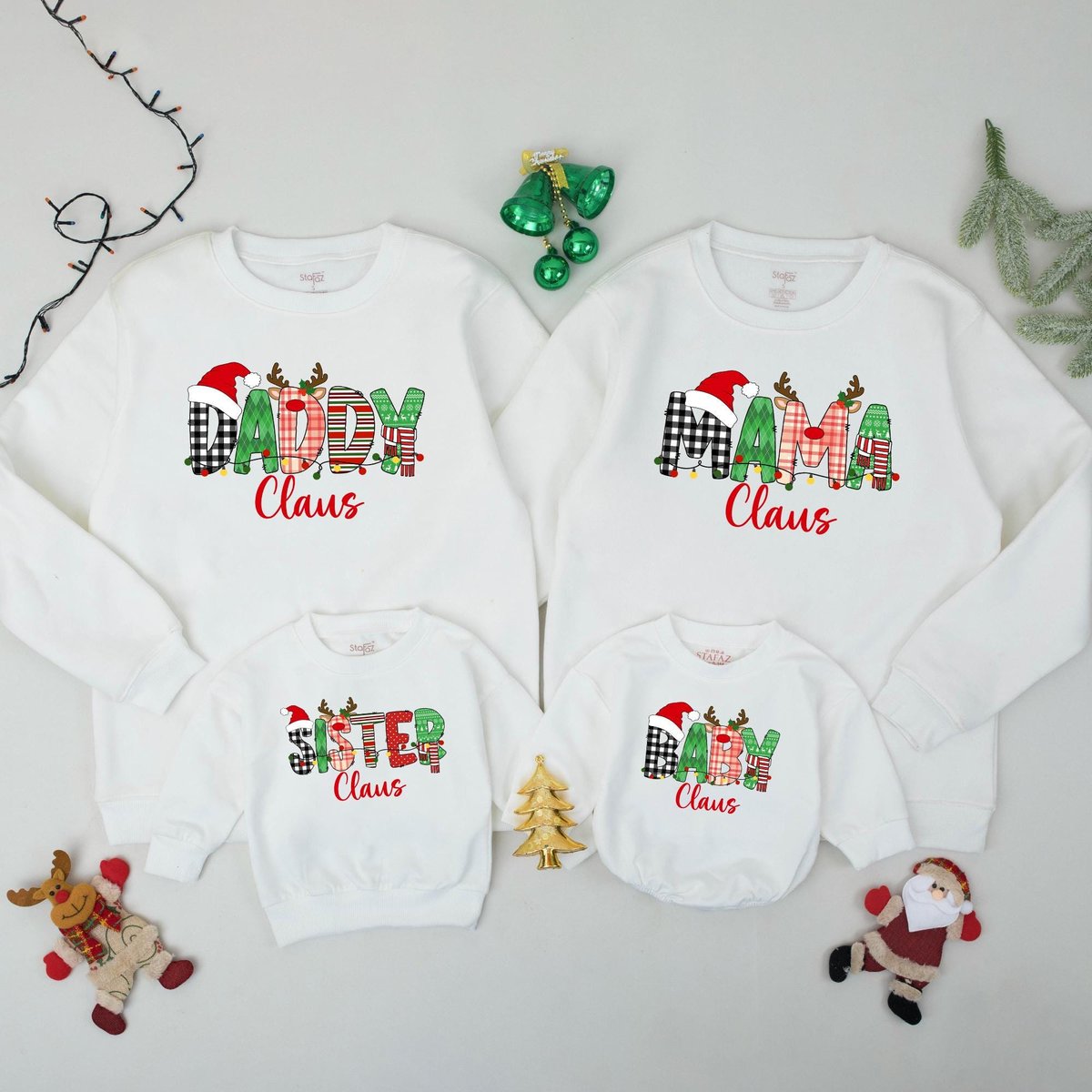 Family Claus Matching Christmas Sweatshirts Personalized Holiday Outfits Babys First Christmas Rompe 436
