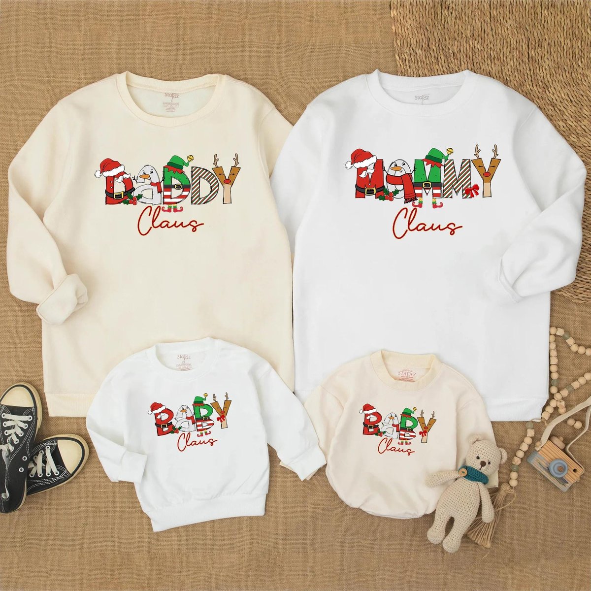 Family Matching Christmas Shirts Claus Crew Holiday Sweatshirt Custom Xmas Baby Shirt Mama Papa Mini 435