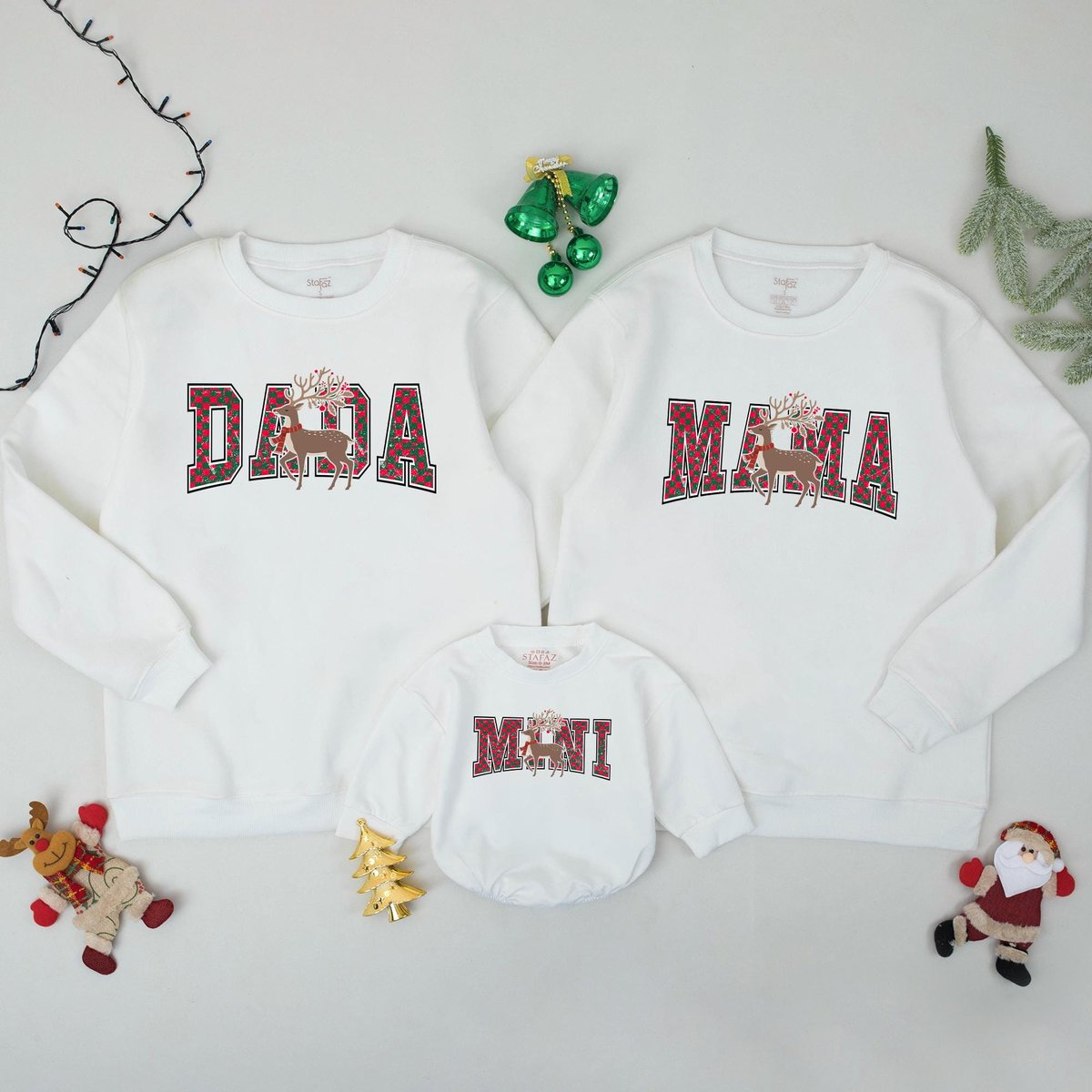 Family Matching Christmas Sweatshirts Custom Mommy and Me Holiday Outfits Baby's First Christmas Ro 436