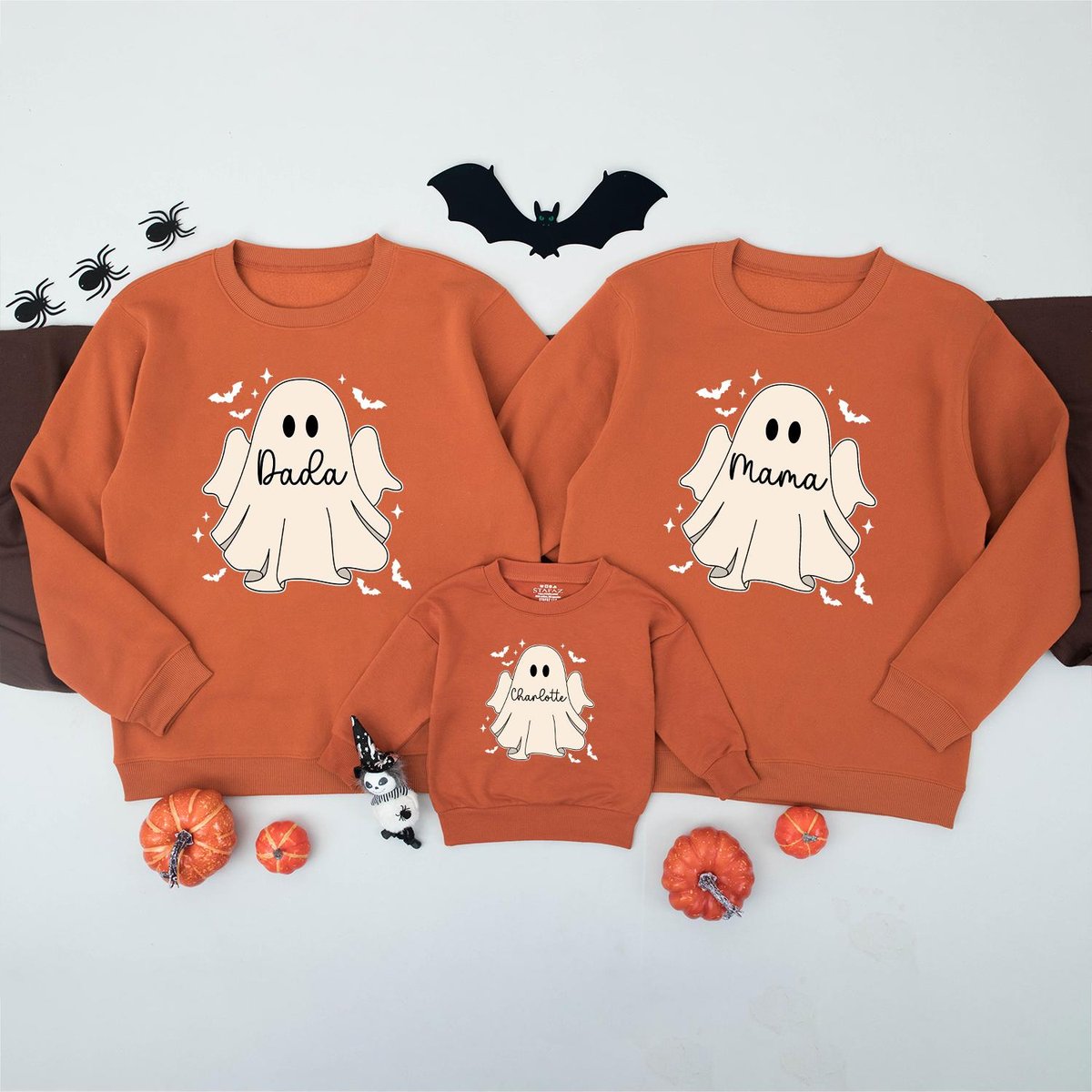 Family Matching Halloween Sweatshirts Cute Ghost Costume Shirt Spooky Season Trick or Treat Outfits 435