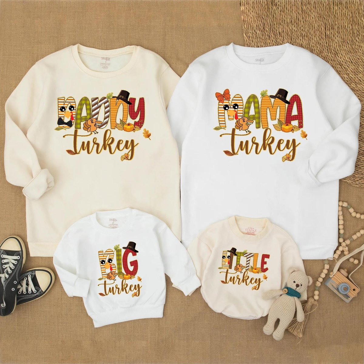 Family Matching Sweatshirt Turkey Day Gifts for Family Funny Thanksgiving Outfit Personalized Family
