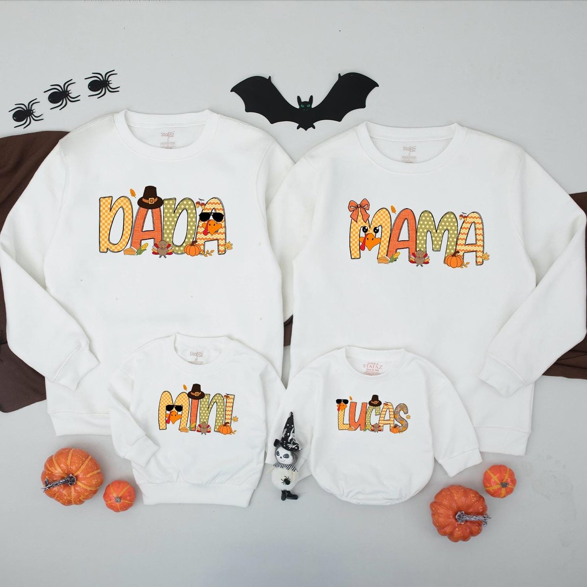 Family Thanksgiving Letter Matching Sweatshirt Mommy and me Thanksgiving Outfit Turkey Family Shirt 436