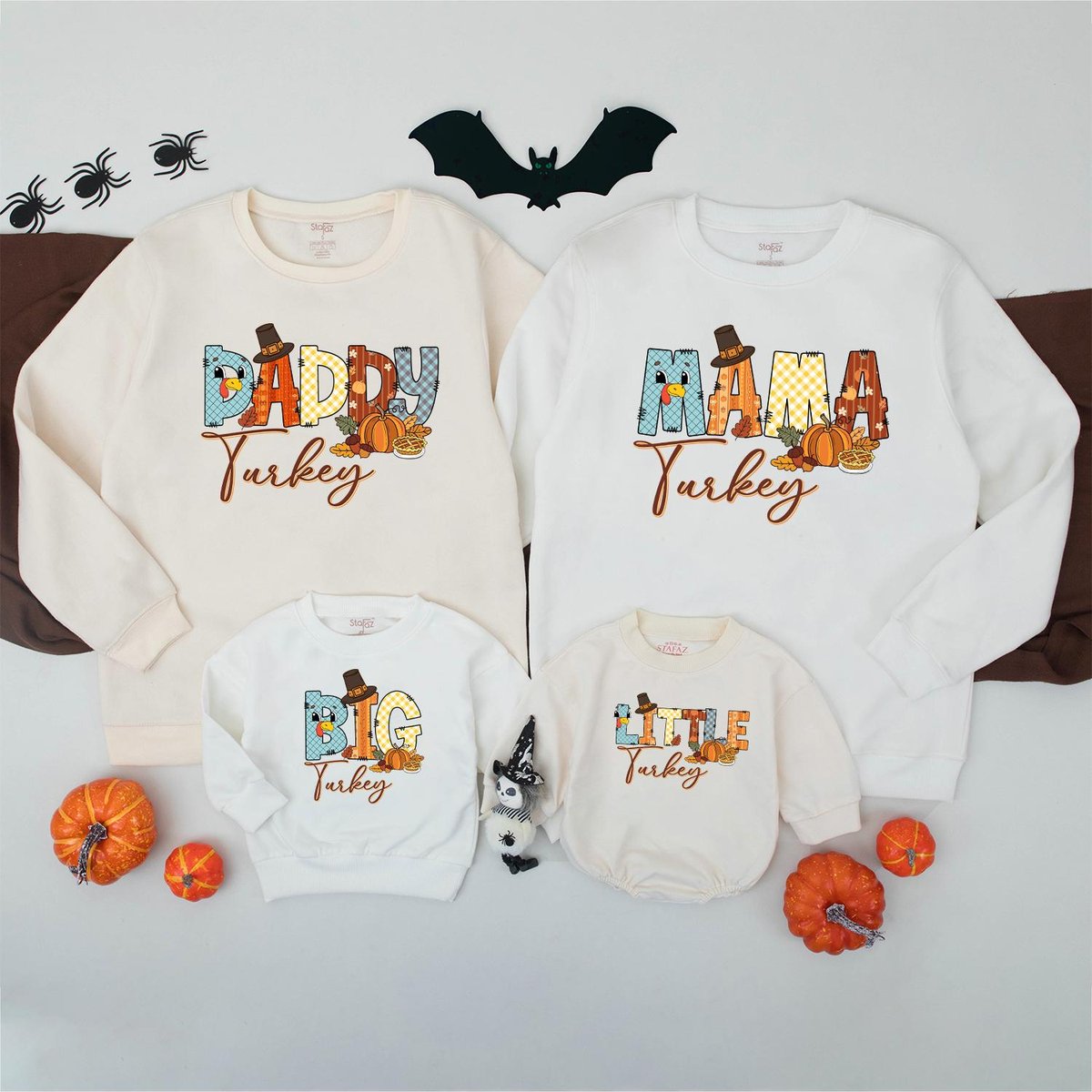 Family Turkey Matching Sweatshirt Personalized Fall Outfits for Family Funny Thanksgiving Gifts Fall 435