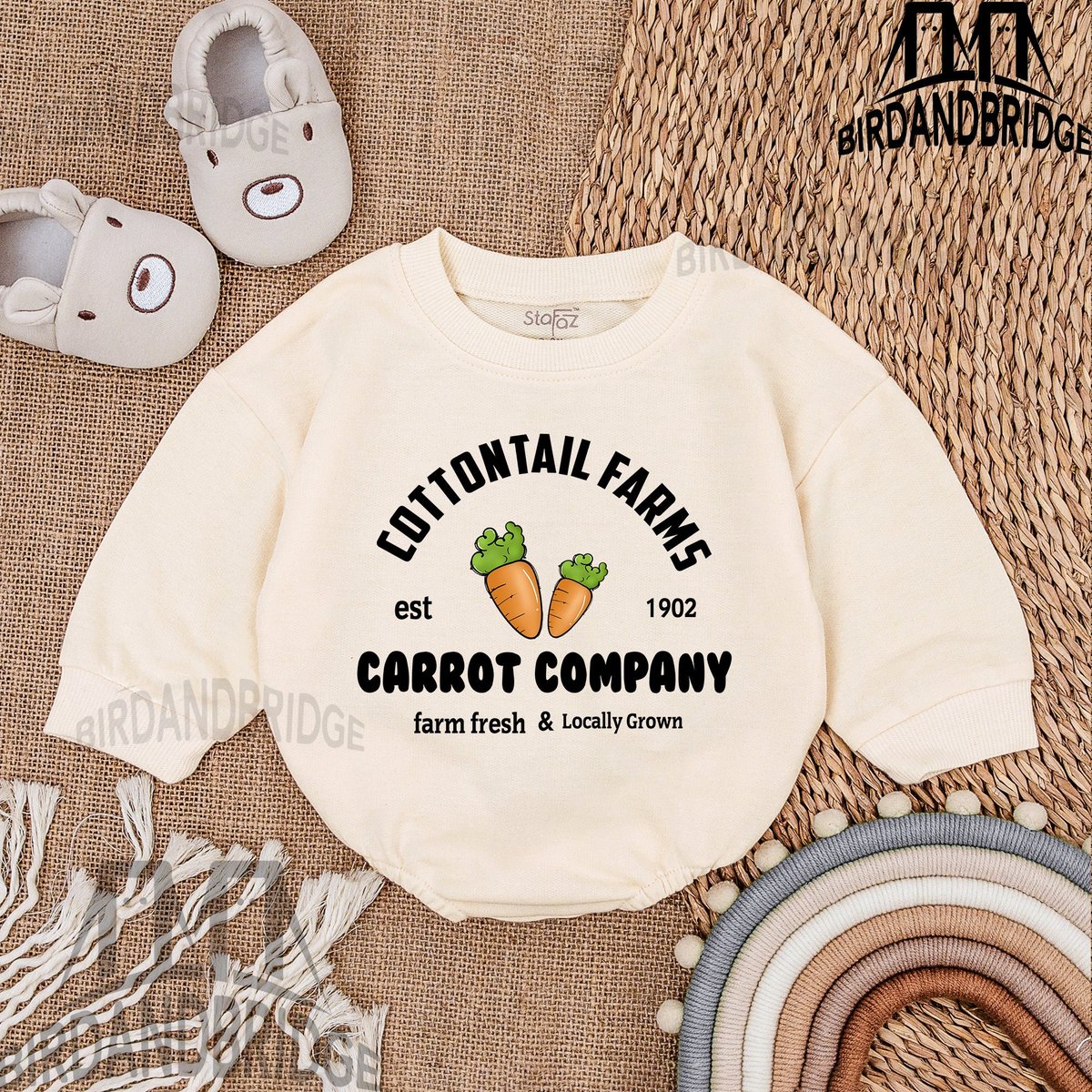 Farm Clothes Easter Day Baby Outfit Easter Baby Sweatshirt Bubble Romper Baby Clothes Baby