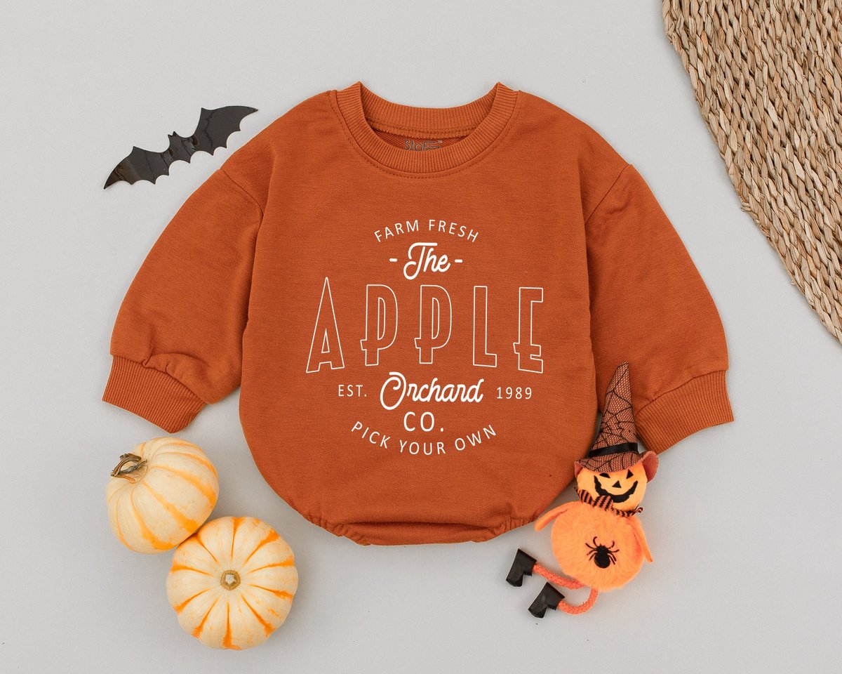 Farm Fresh Apple Orchard Baby Romper Fall Baby Clothes First Halloween Costume Baby Thanksgiving Day
