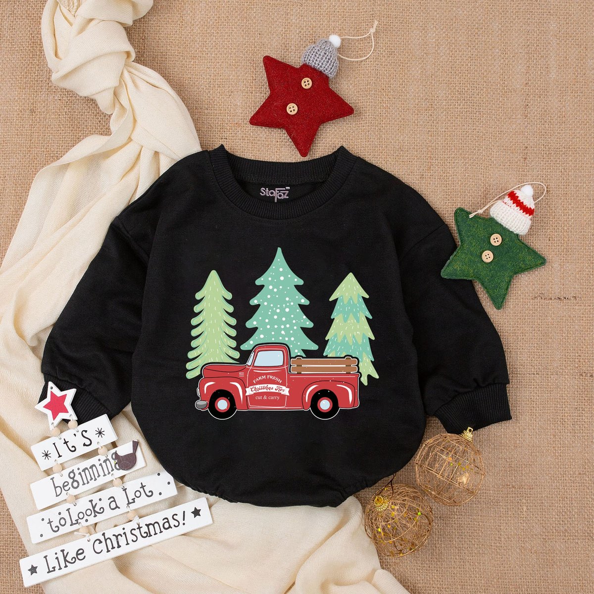 Farm fresh christmas tree Romper My First Christmas RomperChristmas BodysuitBaby Christmas Outfit Ba