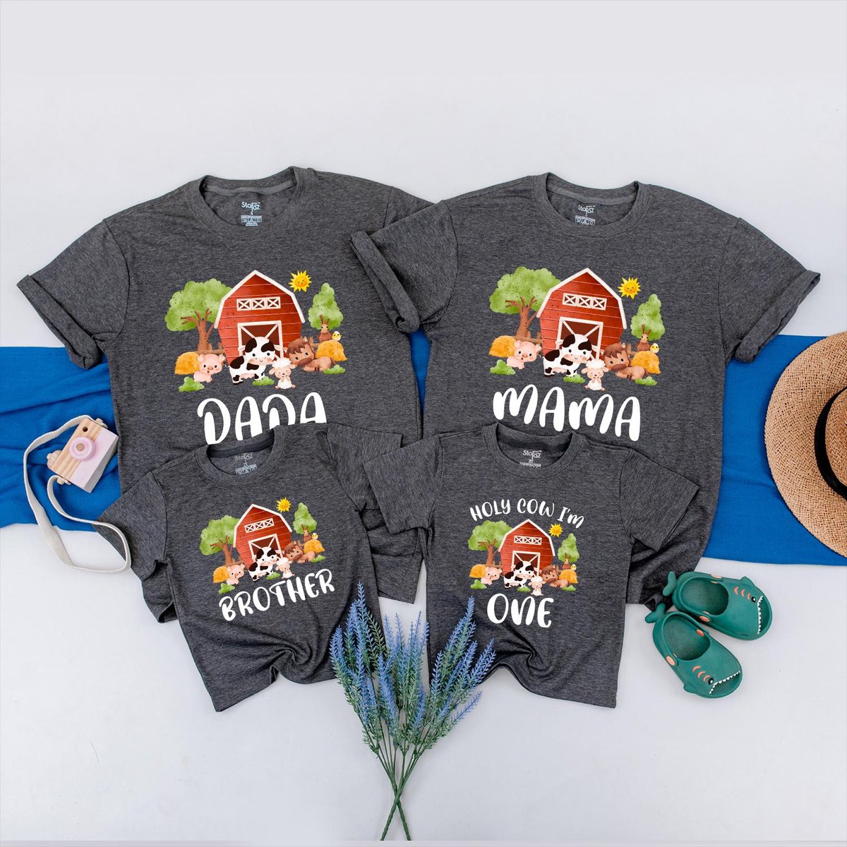 Farm Theme First Birthday Shirt Matching Family Barnyard Birthday Tees Cow 1st Birthday Outfit Boho 437