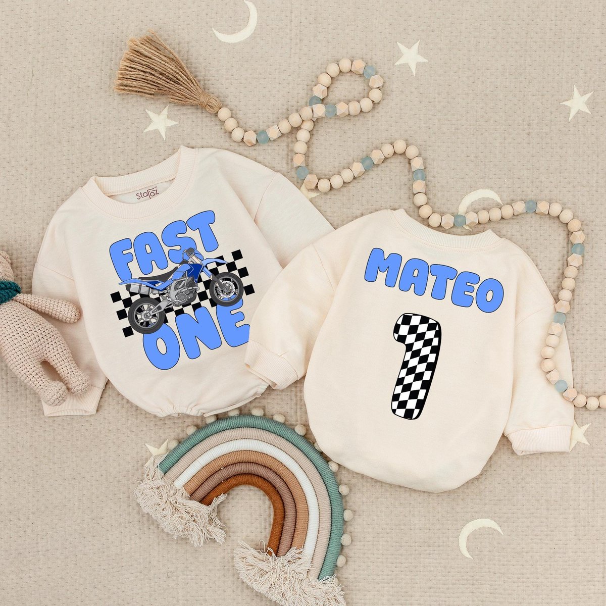 Fast One Motorcycle Baby Romper Boys Motocross Birthday Babýuit Dirt Bike Birthday Baby Romper First