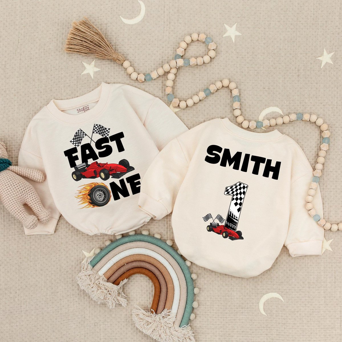 Fast One Racecar Birthday Baby Romper First Birthday Baby Bodysuit 1st Birthday Babysuit Racecar