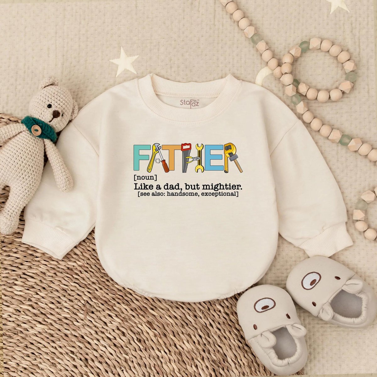 Father Tools Baby Bubble Romper First Father's Day Outfit Baby Boy Fix It Clothes New Dad Gift Funn