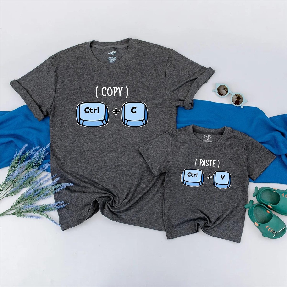Fathers Day Matching Shirts Funny Copy and Paste Tees for Dad and Baby Custom Tech Themed Dad and Me 430