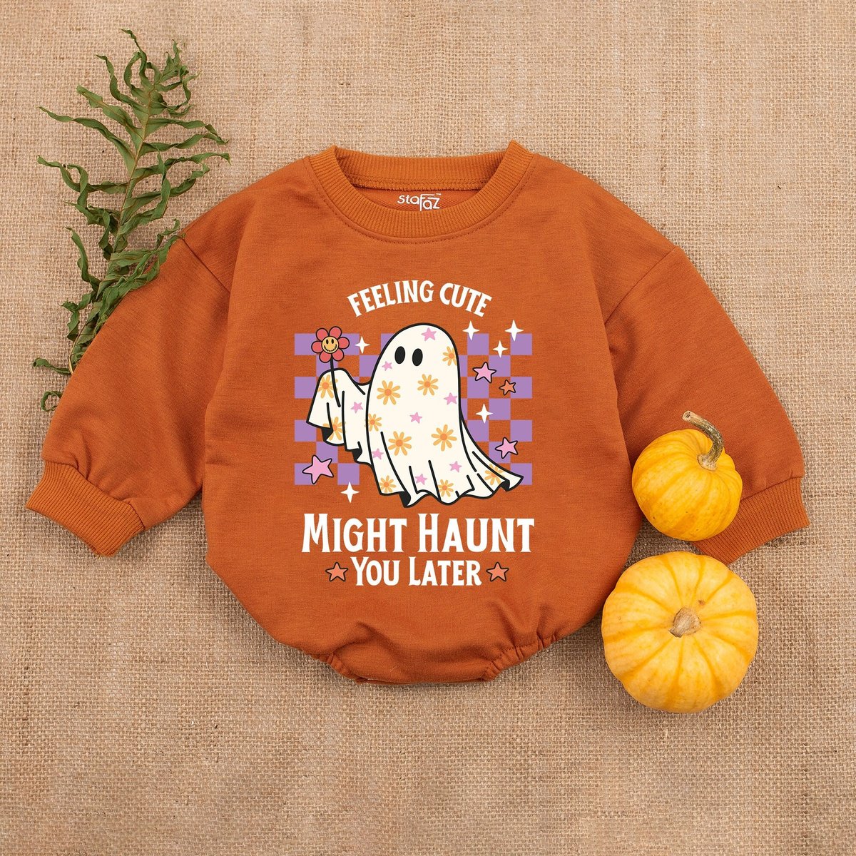 Feeling Cute Baby Ghost Bodysuit My First Halloween Baby Clothes Bubble Baby Romper Boy Clothes Ha