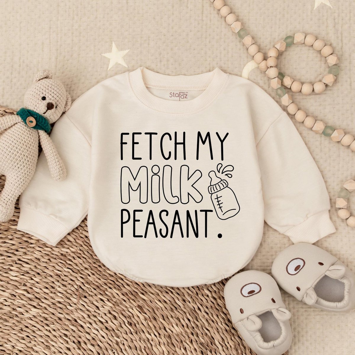 Fetch My Milk Peasant Baby Bubble Romper Funny Milk Baby Gift for Baby Bodysuit for Newborn Cute