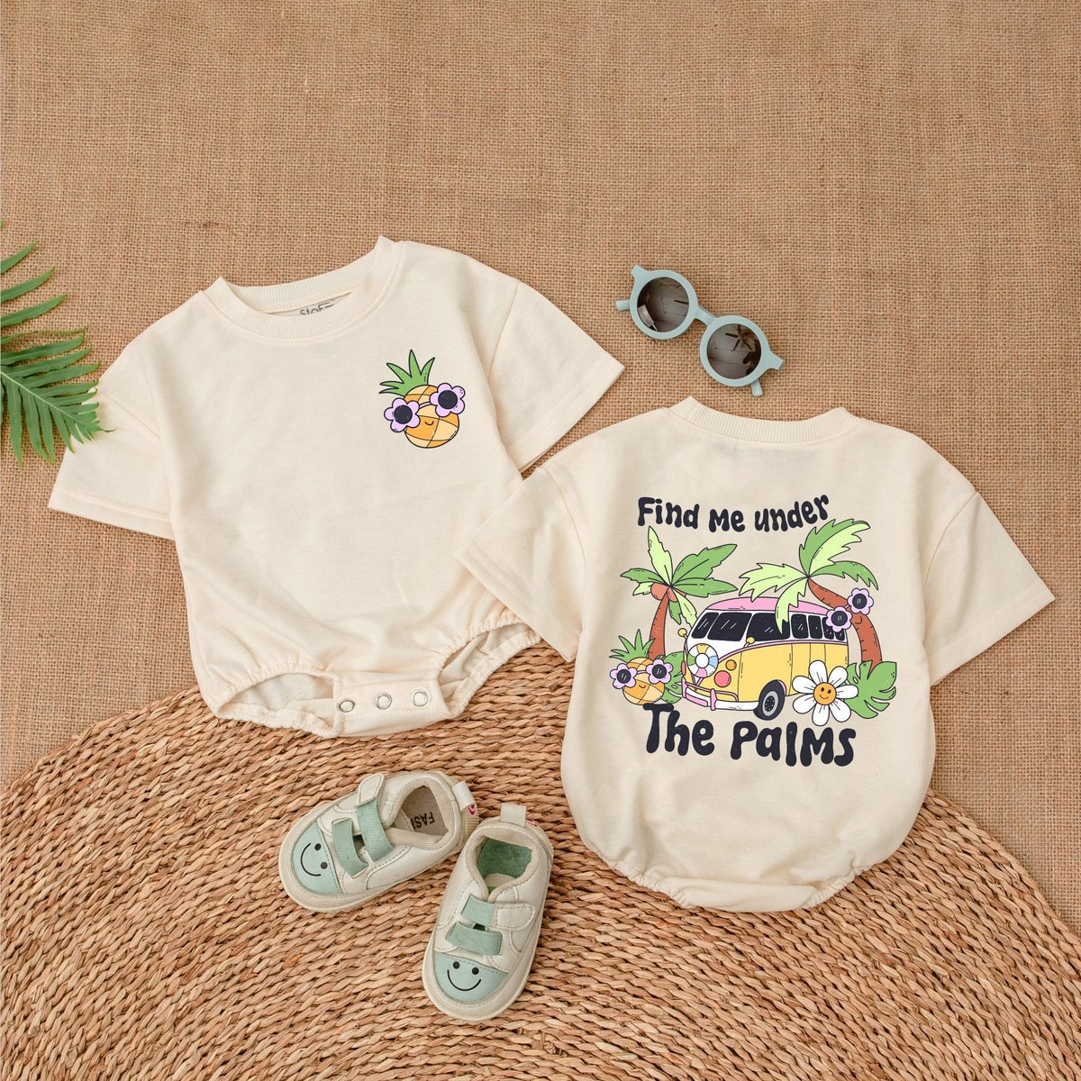 Find me under the palms Bubble RomperBaby Shower Gift Romper for Baby Girl Baby Girl Outfit Gift For