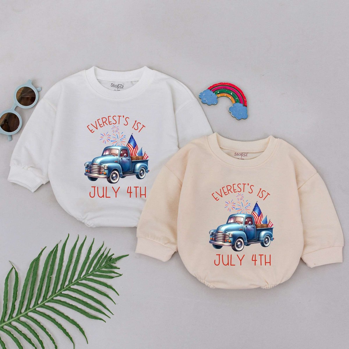 First 4th of July Baby Romper Party in the USA Bodysuit Independence Day Outfit for Newborn Girl or