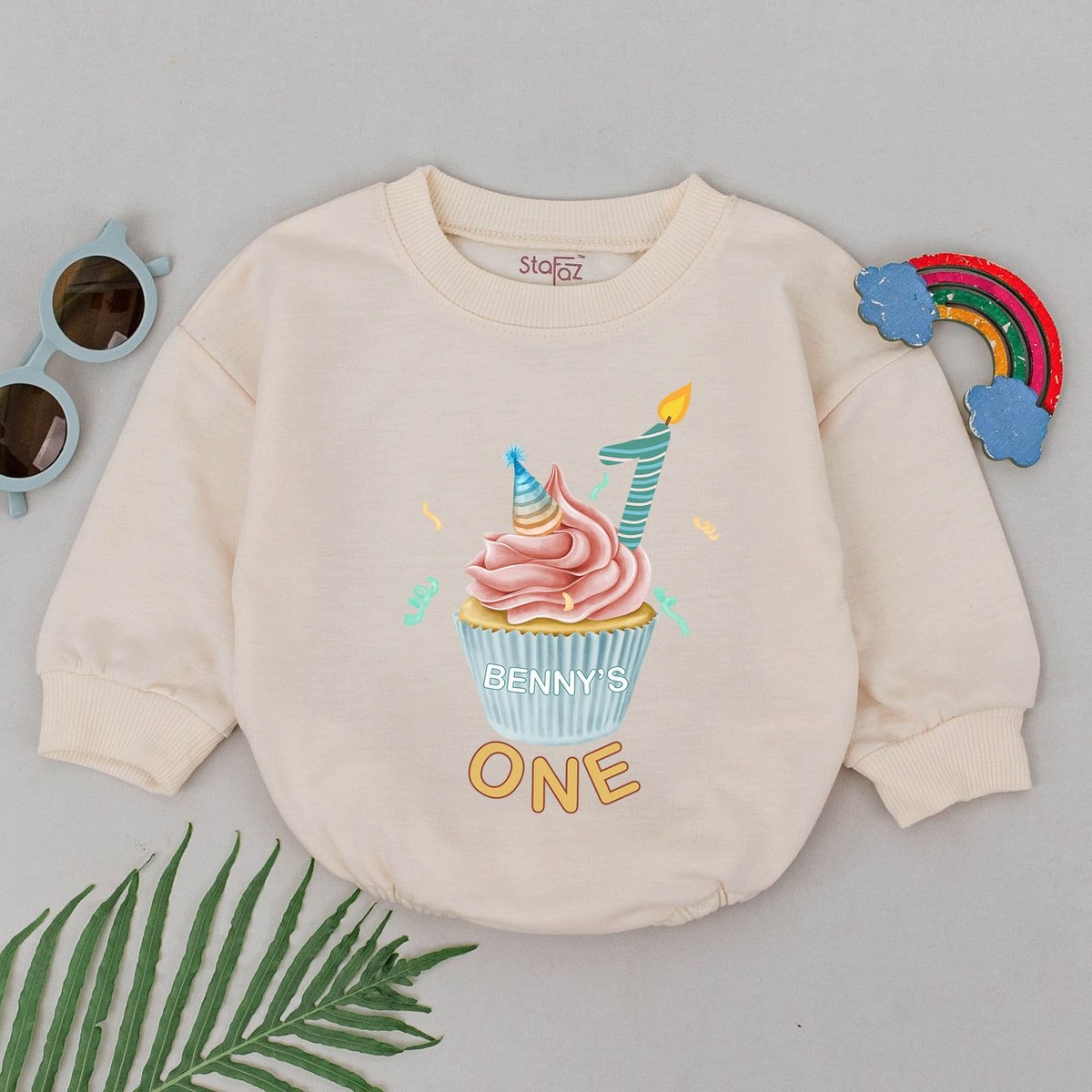 First Birthday Romper Cupcake Birthday Romper Birthday Baby Boy Girl Outfit 1st Birthday Baby Bodysu