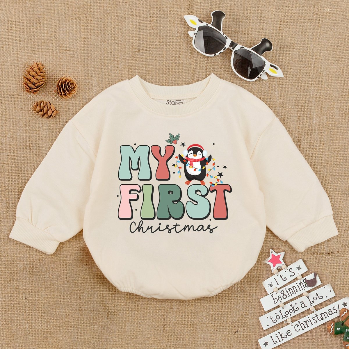 First Christmas Baby Outfit Baby Bubble Romper Christmas Baby Girl Christmas First Christmas Outfit