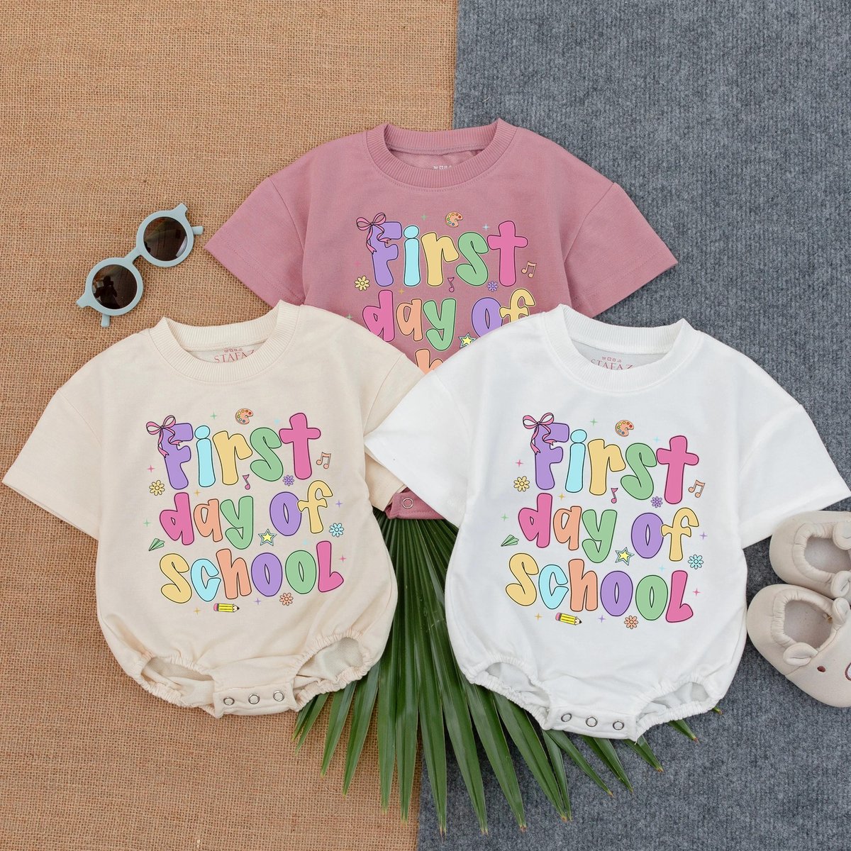 First Day of School T Shirt Romper for Girls Back to School Outfit Toddler Preschool Clothes Element 433